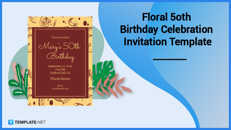 floral 50th birthday celebration invitation template