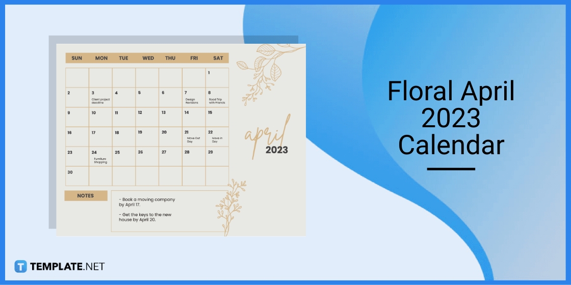 floral april 2023 calendar template