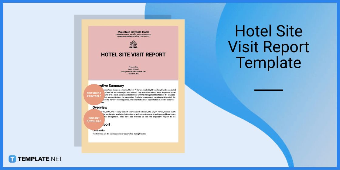 hotel site visit report template