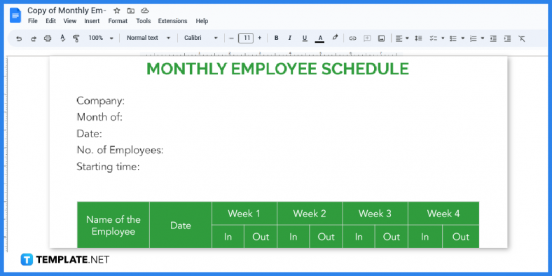 how to create a schedule in google docs template example step 4 788x
