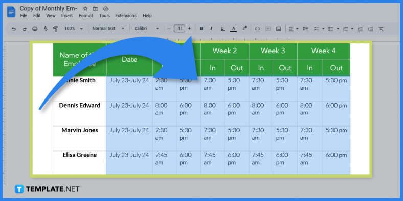how to create a schedule in google docs template example step 6 788x