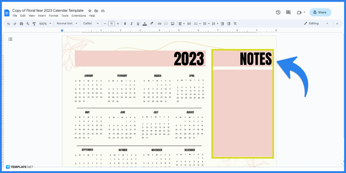 how to make create a calendar in google docs step