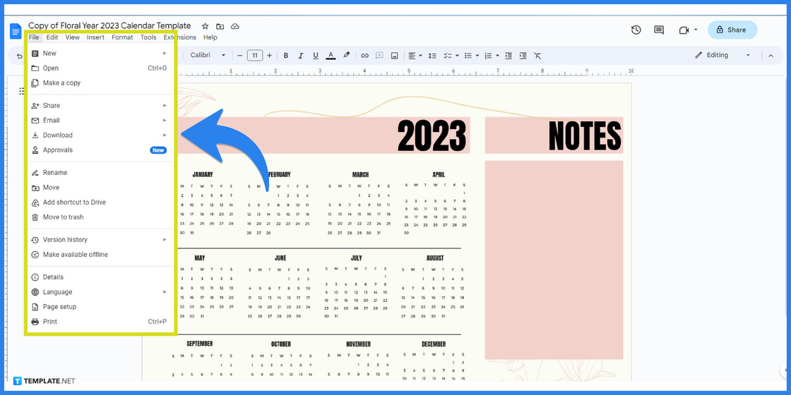 how to make create a calendar in google docs step