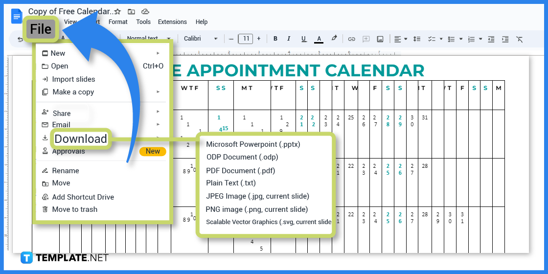 how to make a calendar design in google docs step