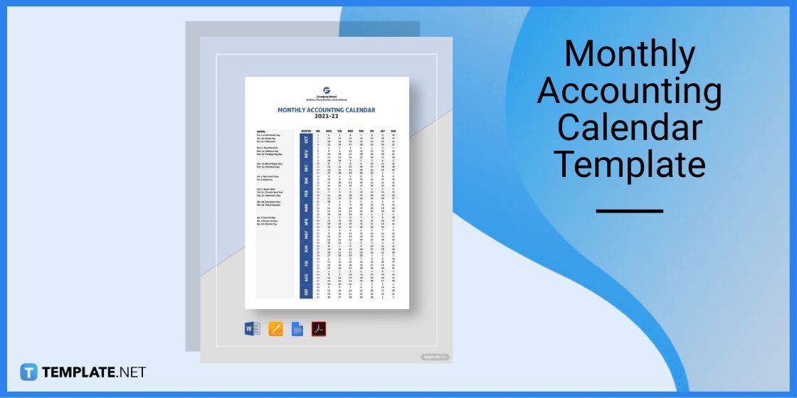 monthly accounting calendar template