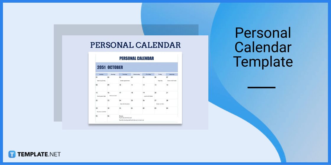 personal calendar template