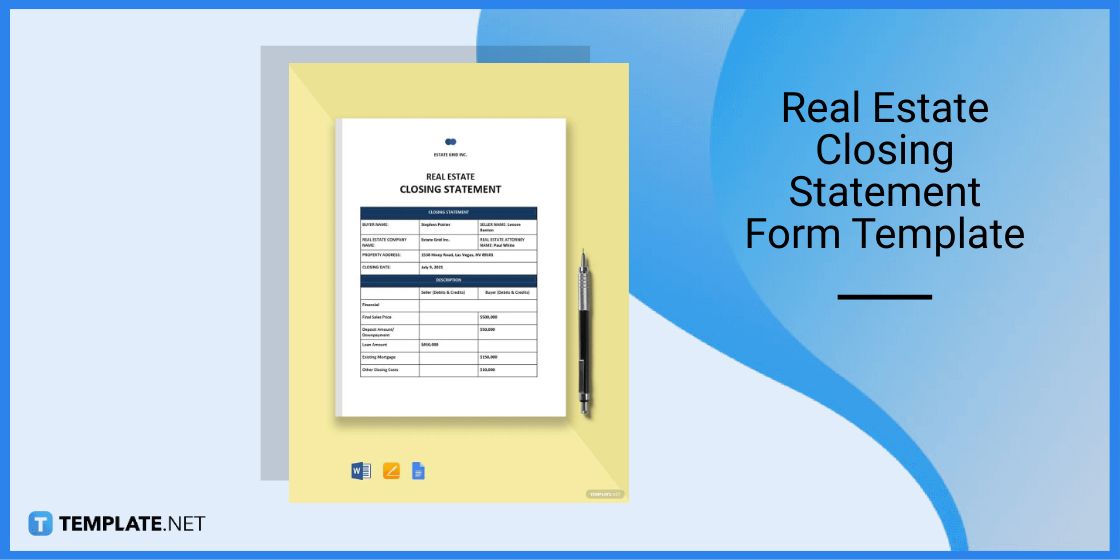 real estate closing statement form template