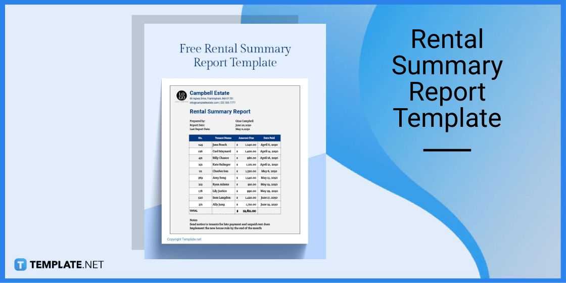 rental summary report template