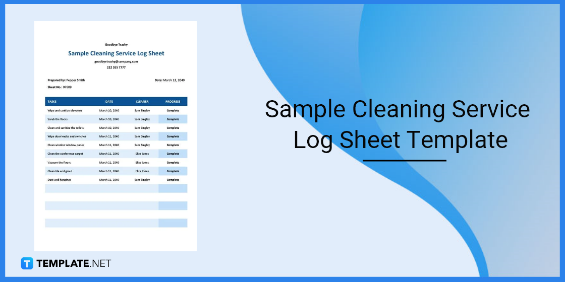 sample cleaning service log sheet template