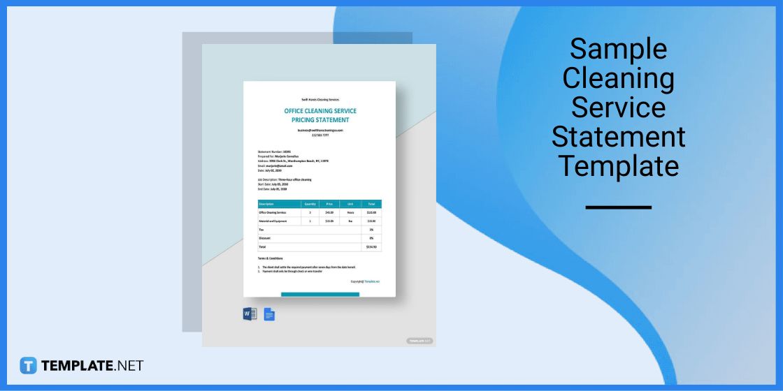 sample cleaning service statement template