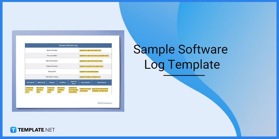 sample software log template