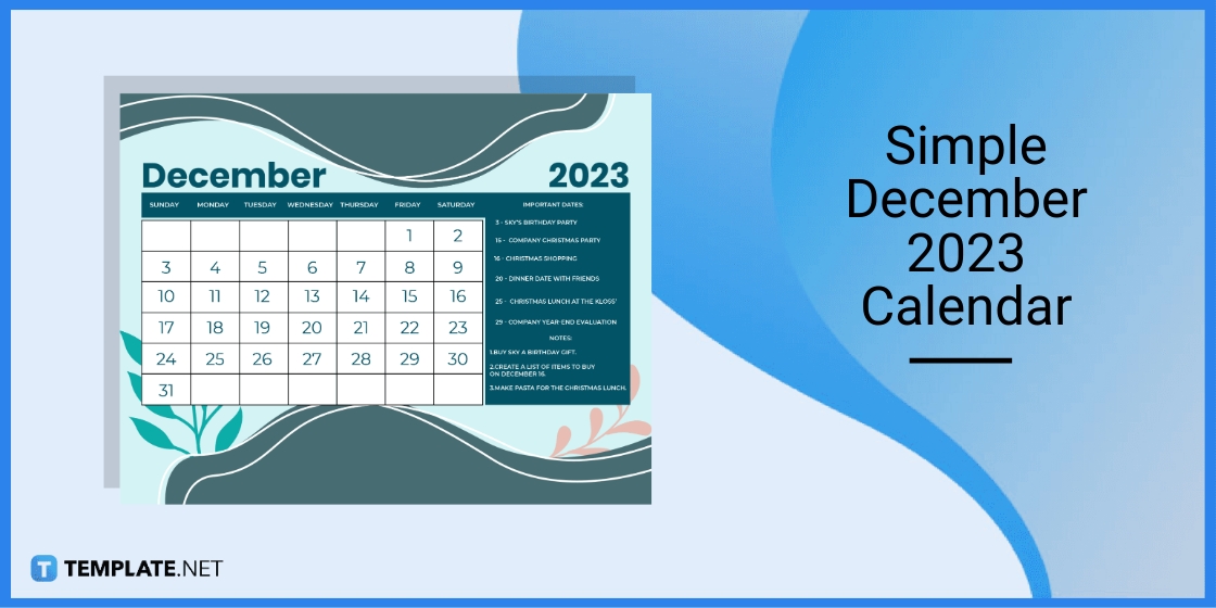simple december 2023 calendar template