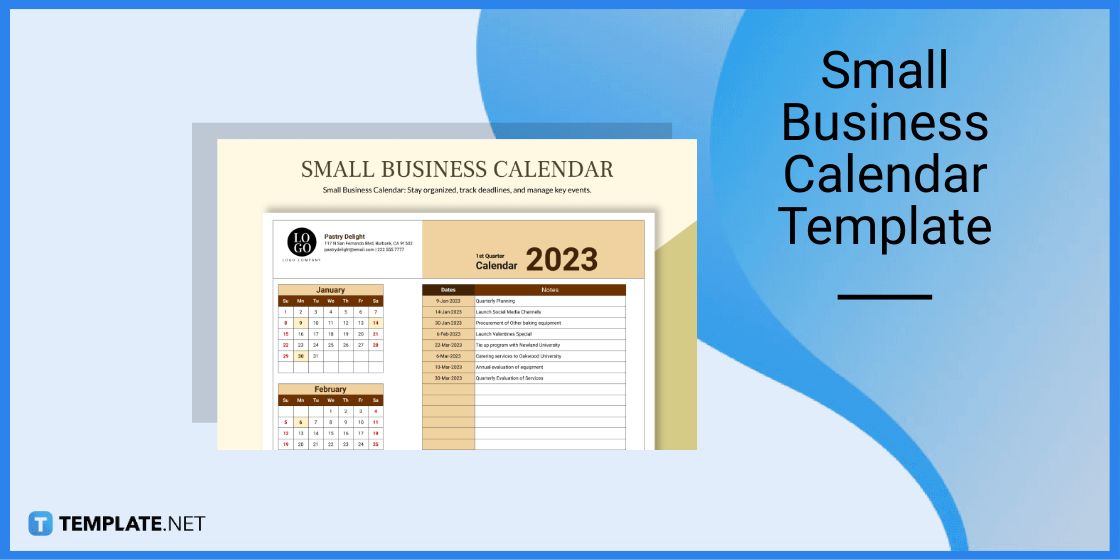 small business calendar template