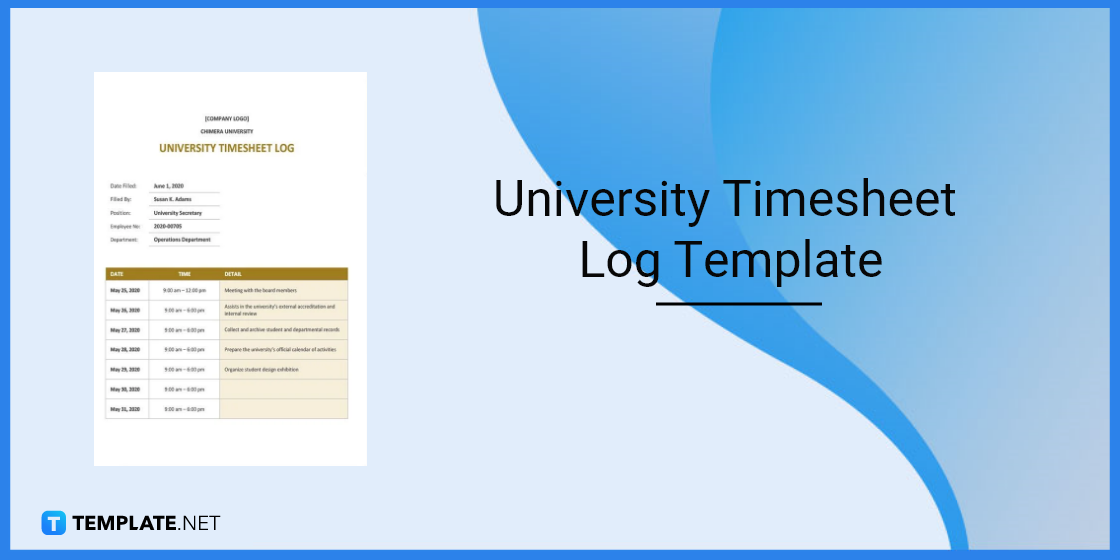 university timesheet log template