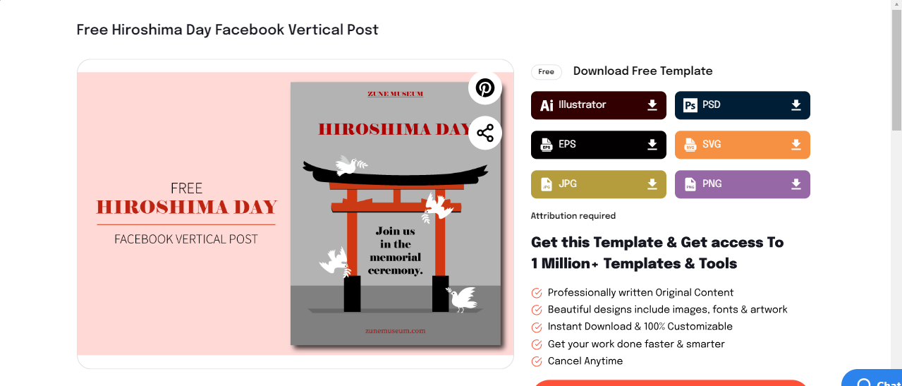 use the hiroshima day facebook vertical post template
