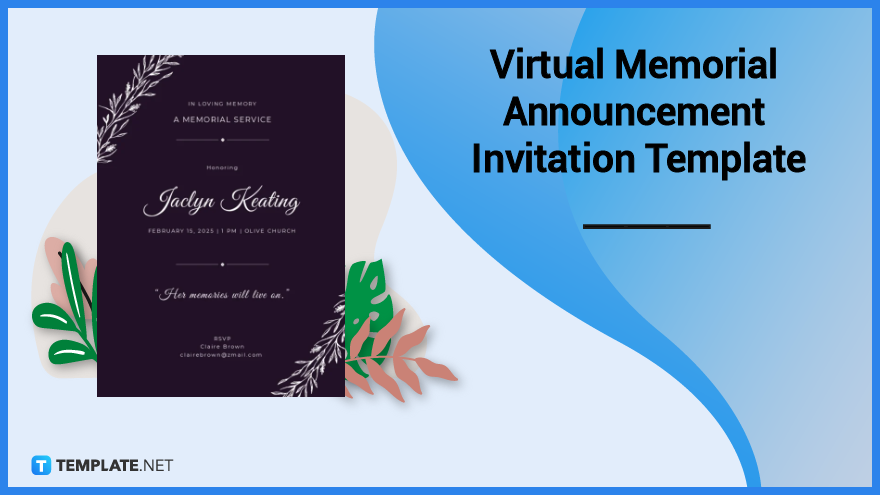 virtual memorial announcement invitation template