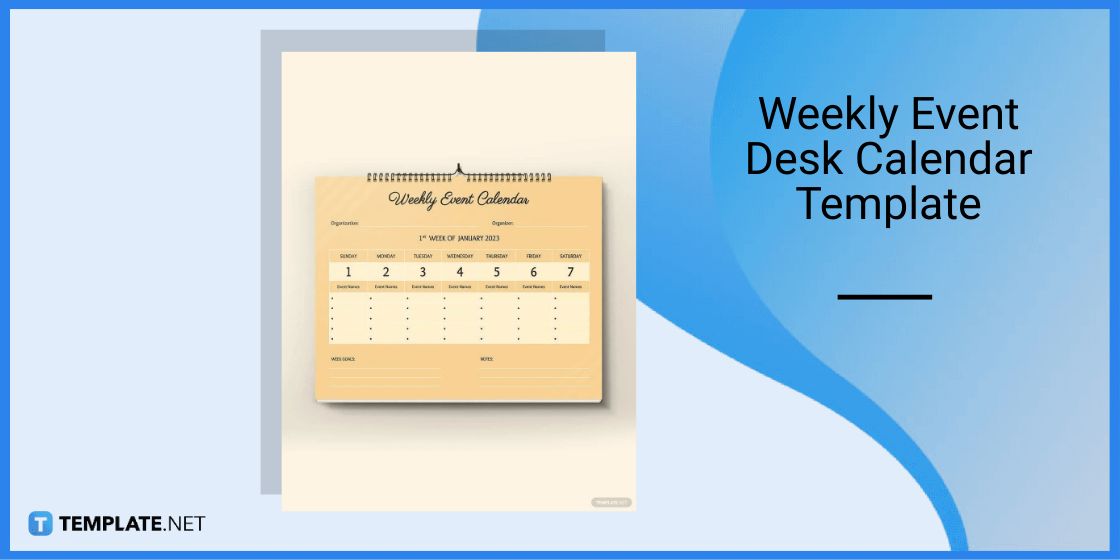 weekly event desk calendar template