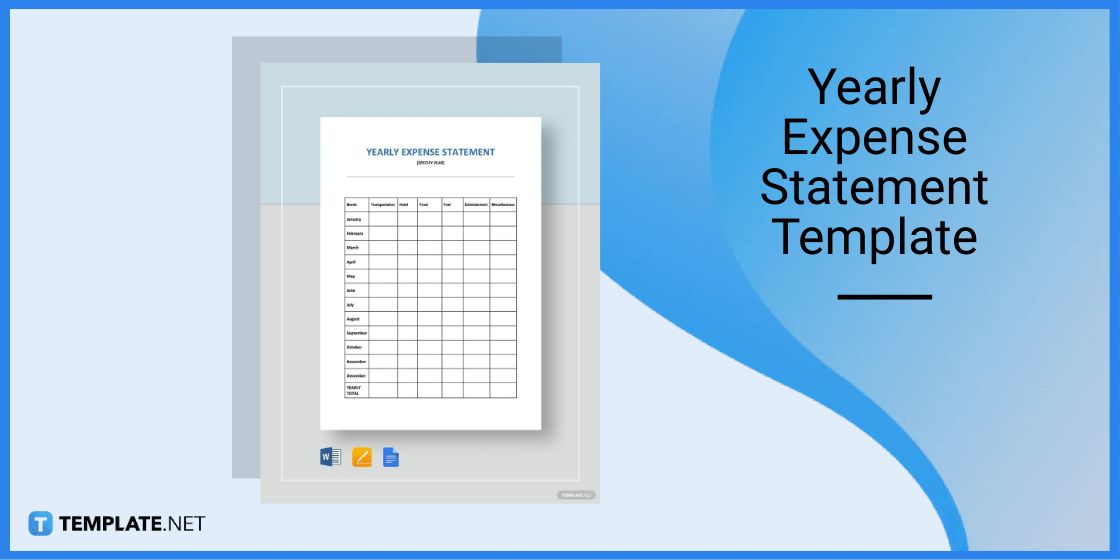 yearly expense statement template