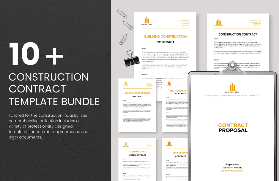 0 construction contract template bundle