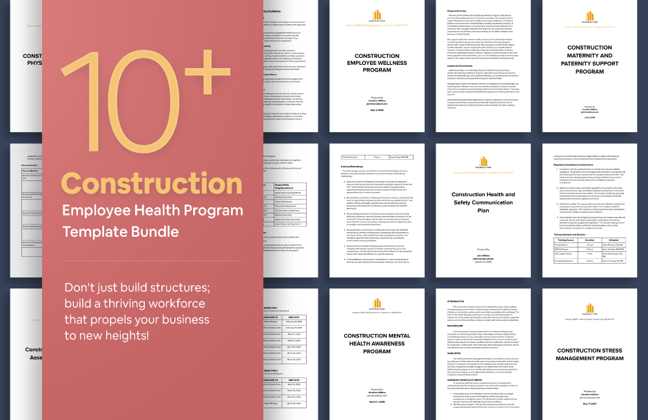 0 construction employee health program template bundle