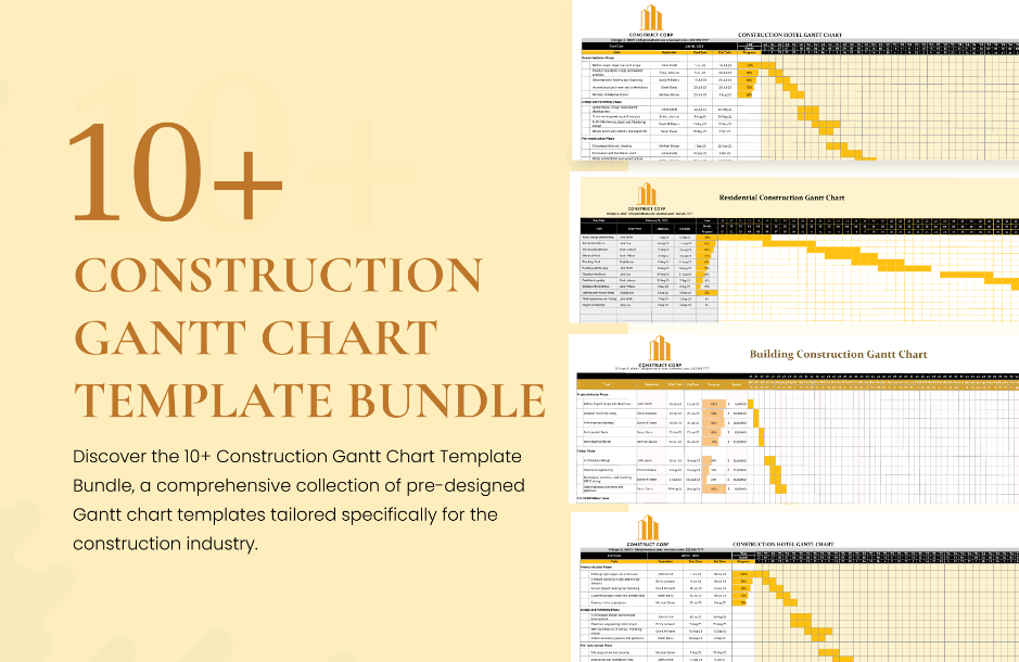 0 construction gantt chart template bundle