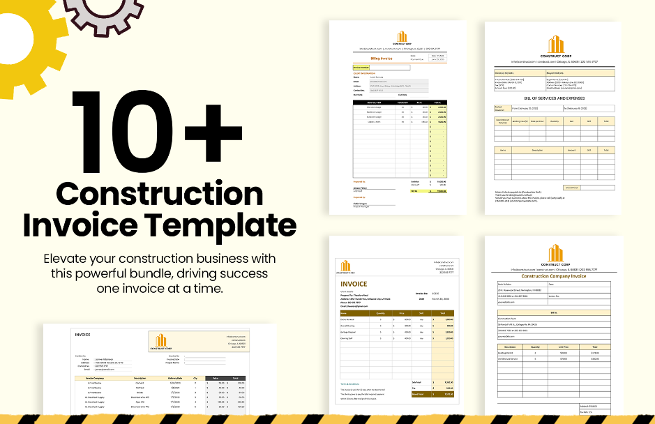 0 construction invoice template bundle