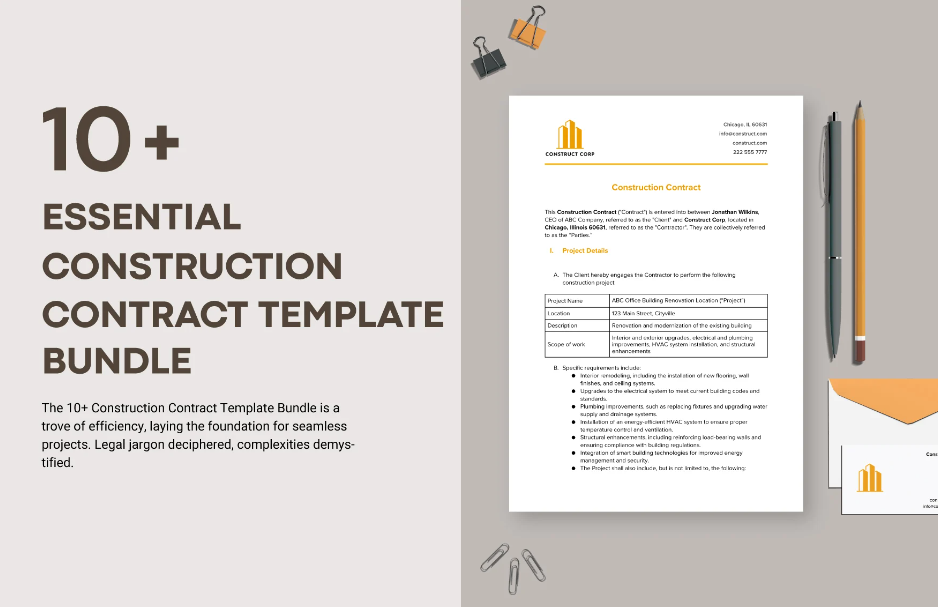 0 essential construction contract template bundle