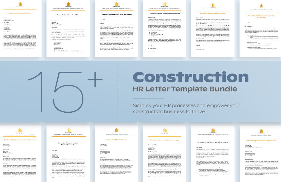 construction hr letter template bundle