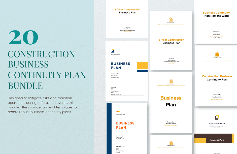 0 construction business continuity plan bundle