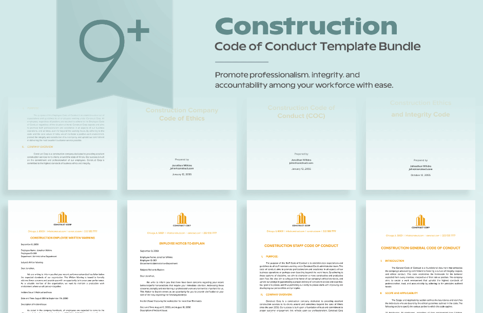 construction code of conduct template bundle