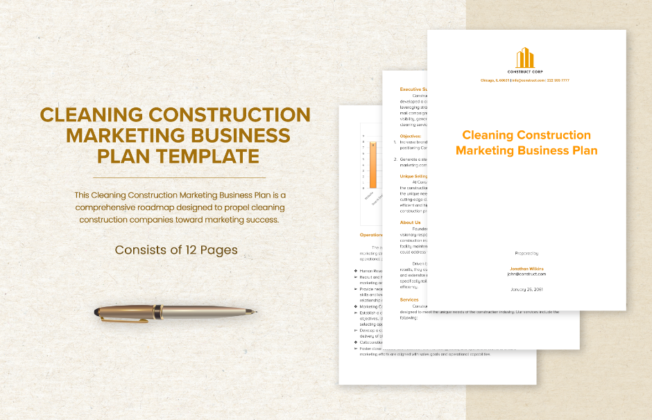 cleaning construction marketing business plan template