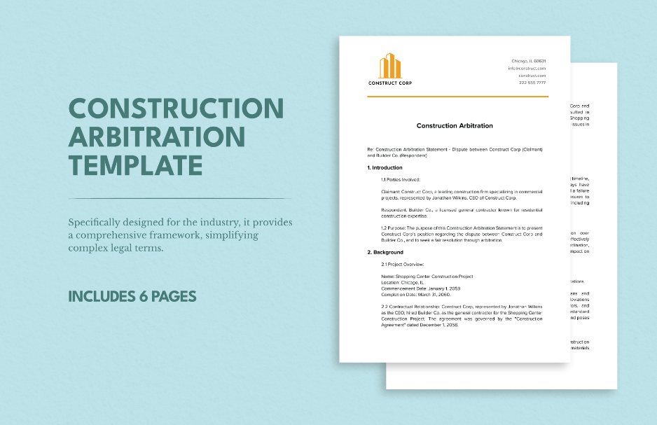construction arbitration template ideas examples