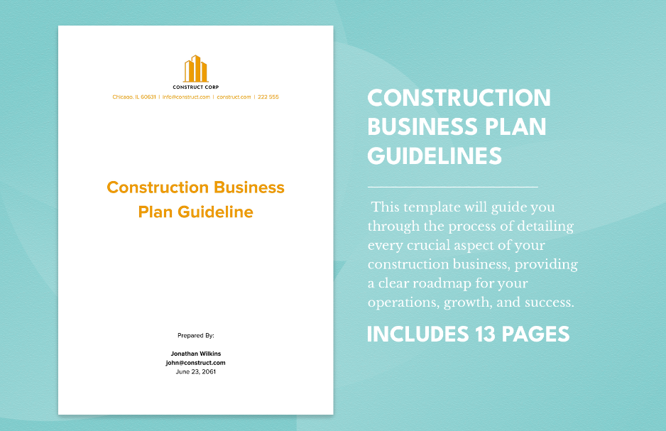 construction business plan guidelines ideas examples