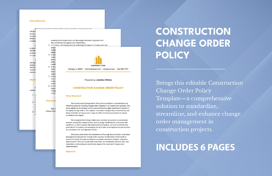 construction change order policy