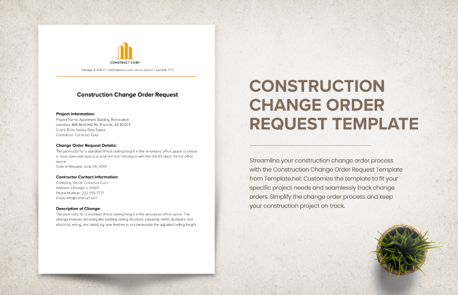 construction change order request template ideas examples