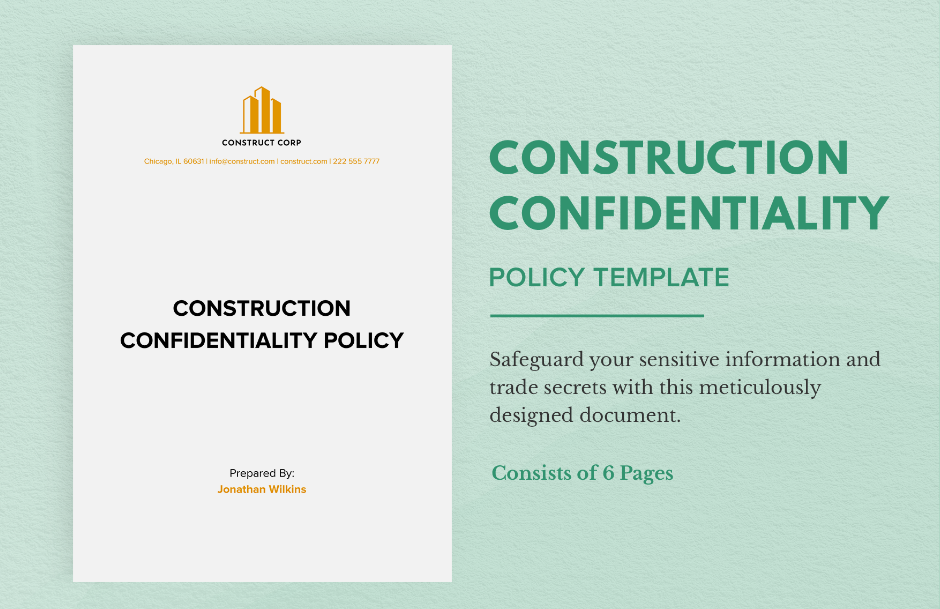 construction confidentiality policy template ideas examples
