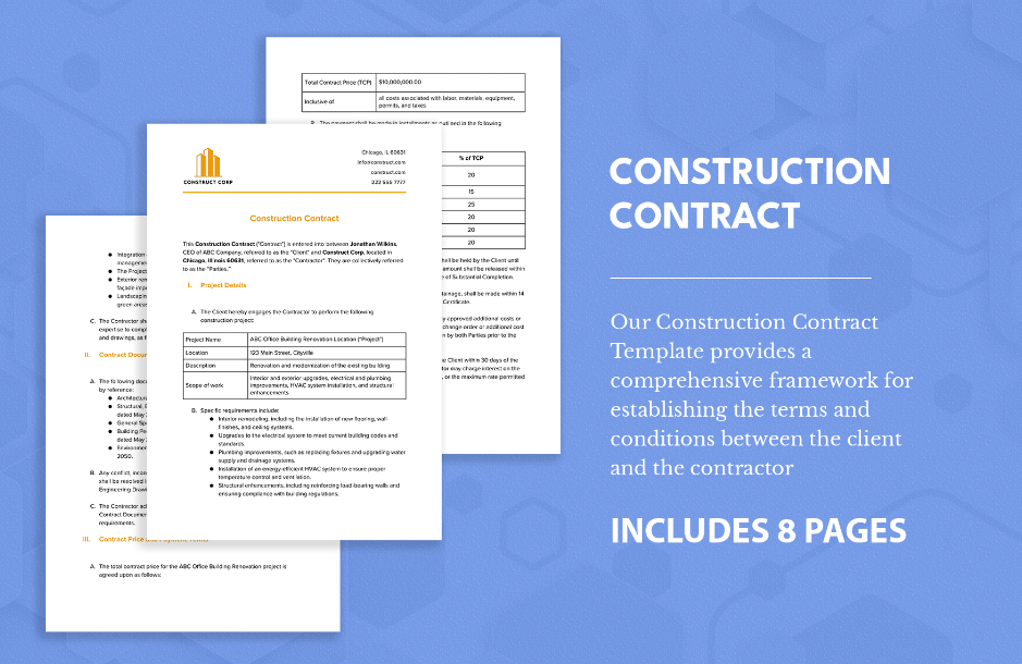 construction contract ideas examples