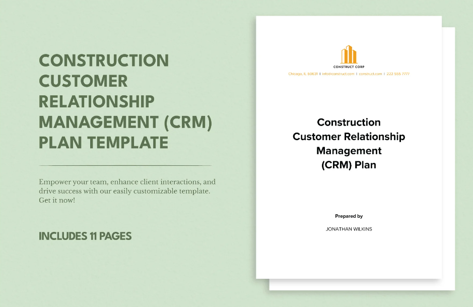 construction customer relationship management crm plan template ideas examples