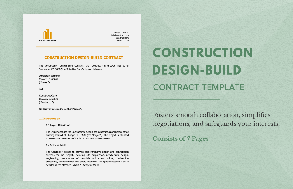 construction design build contract template
