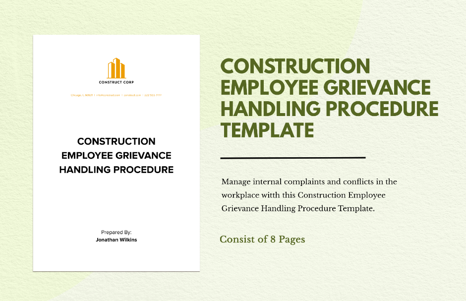 construction employee grievance handling procedure ideas examples