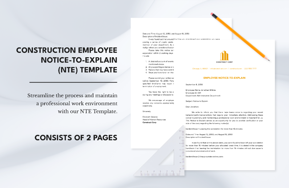 construction employee notice to explain nte template