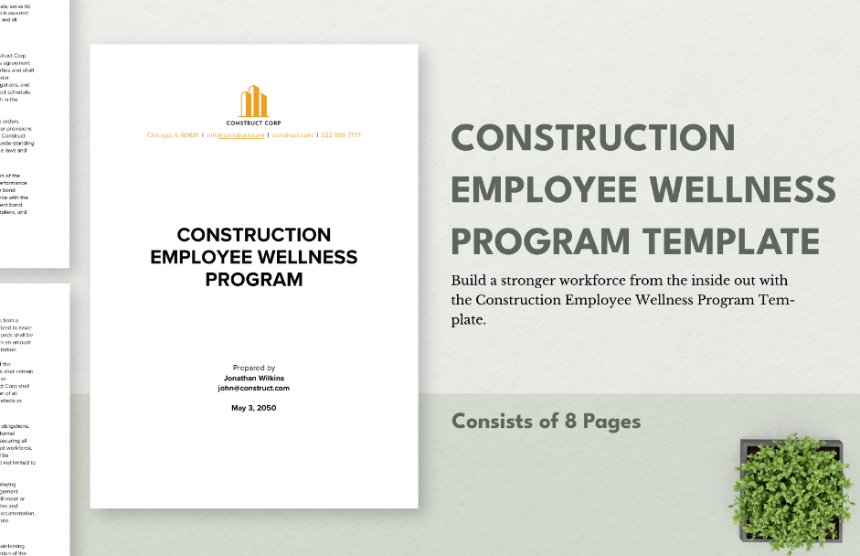 construction employee wellness program template