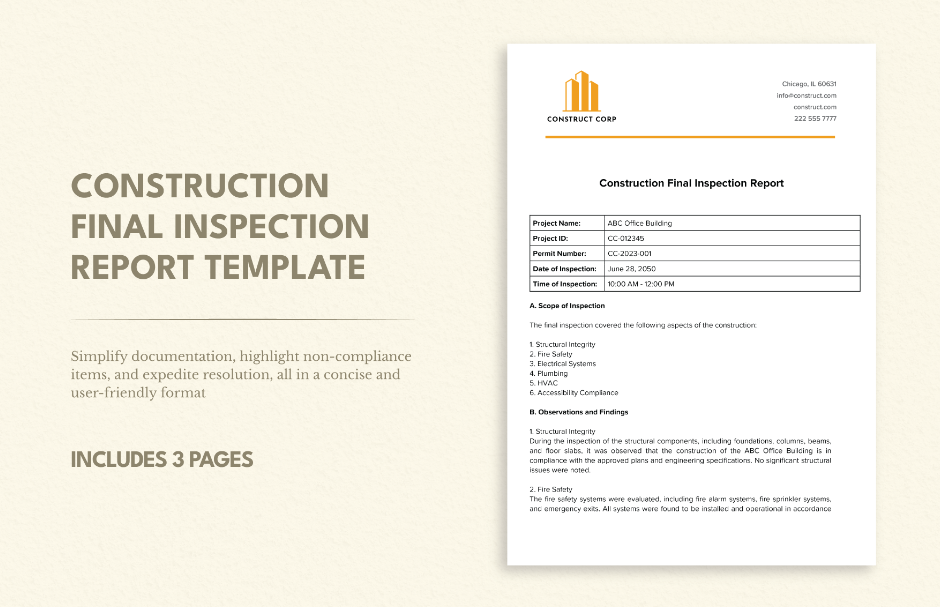 construction final inspection report template ideas examples