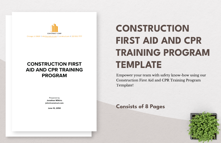 construction first aid and cpr training program template ideas examples