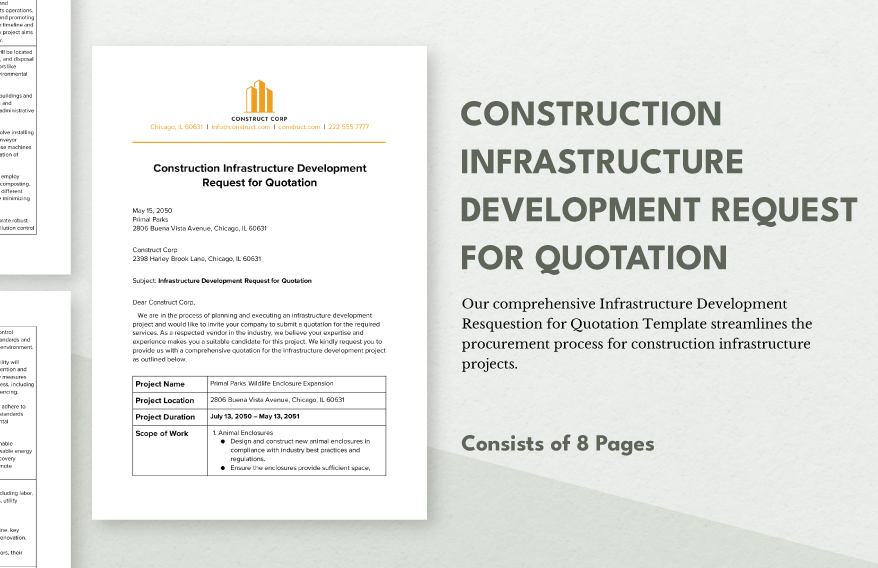 construction infrastructure development request for quotation template ideas examples