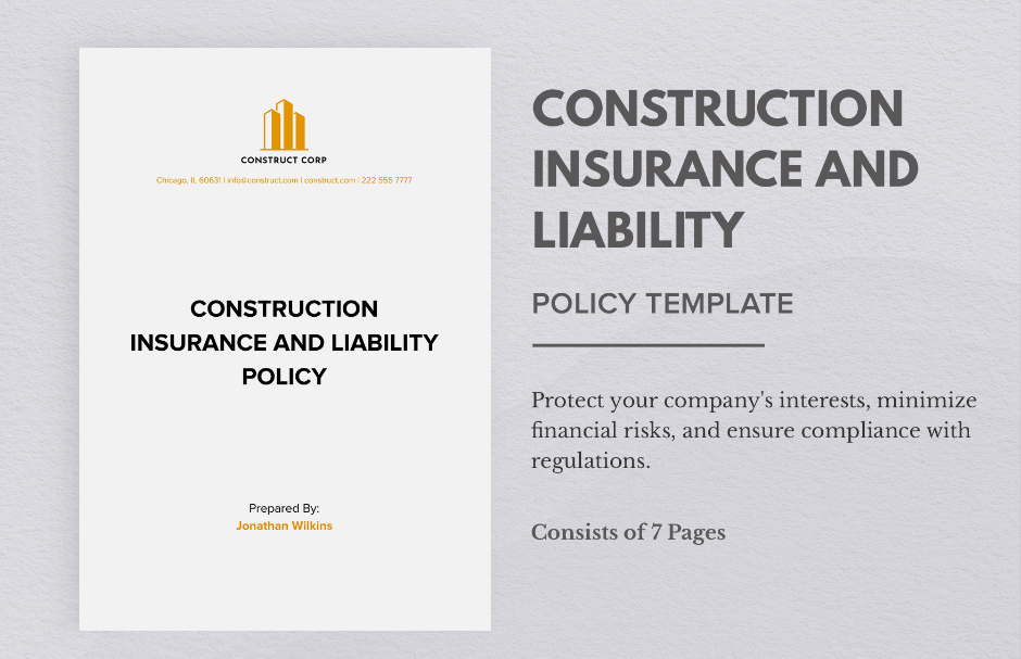 construction insurance and liability policy template
