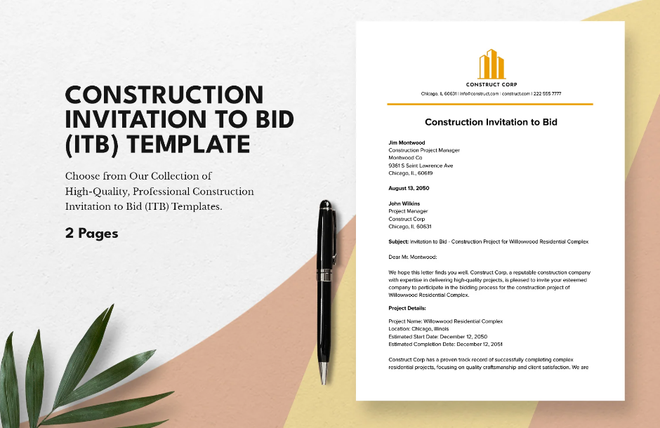 construction invitation to bid itb template