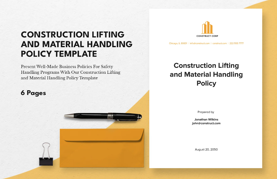 construction lifting and material handling policy template