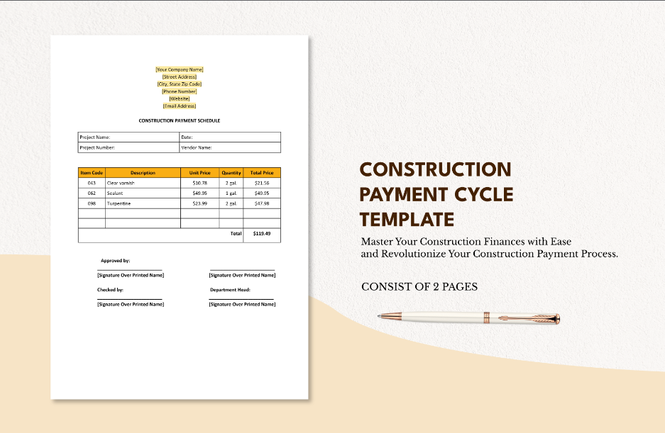 construction payment cycle template