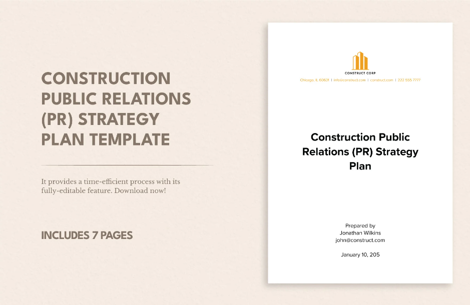 construction public relations pr strategy plan template